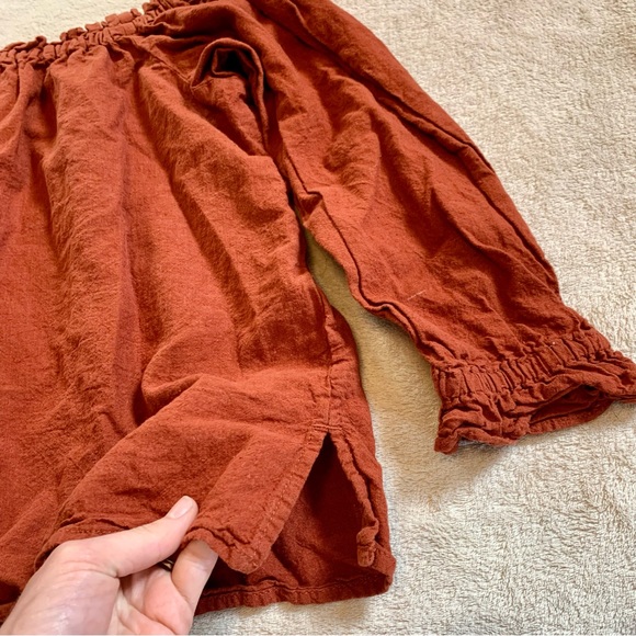 Rust coloured top, Joe Fresh, ruffle, off the shoulder - Picture 3 of 5